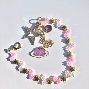 Flower Star Bracelet Galaxy Pink Gold White Cute Bracelets Trendy Y2K NEW